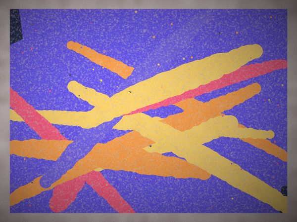 Mural gestual em cores neon num lounge